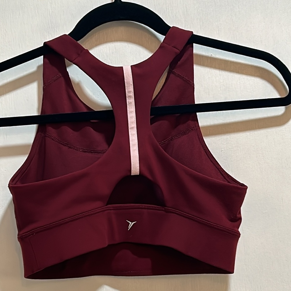 OLD NAVY SPORT BRA XS HIGH SUPPORT MAROOM RACERBACK - Picture 2 of 7
